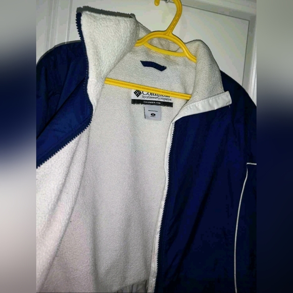 Columbia Sherpa Fleece Lined Spring/Fall Jacket Sz M Navy & White Warm Coat - Picture 3 of 6